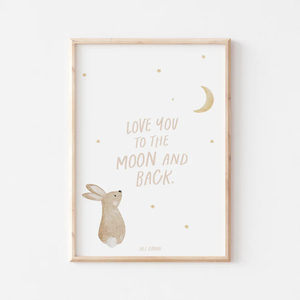 Poster Love you to the moon Hase, Format A4